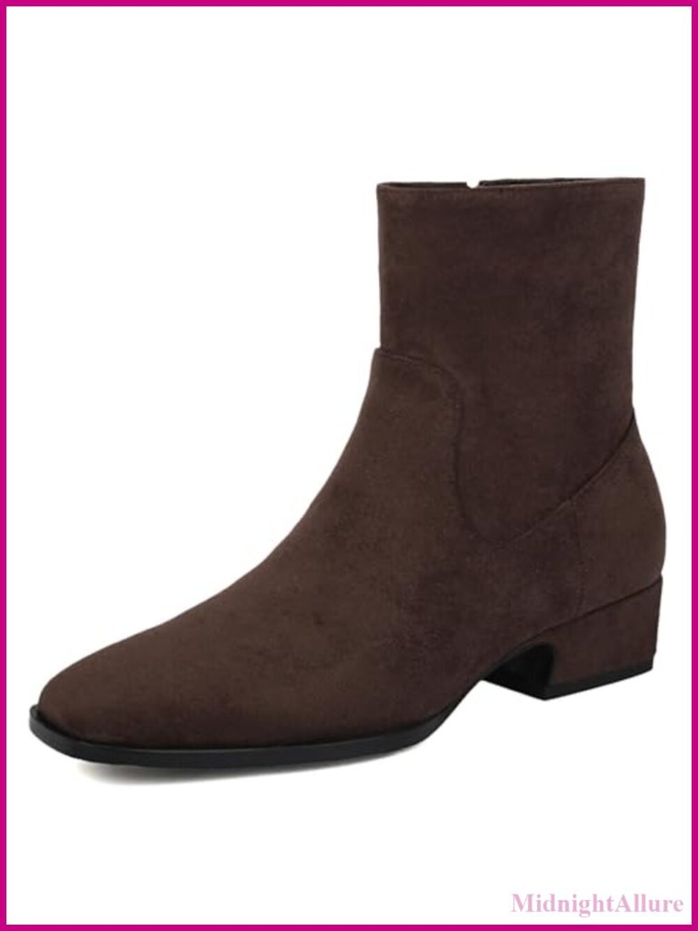 Women's Faux Suede Ankle Booties Low Block Heel Side Zip Comfort
